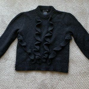 Smythe Pointelle Ruffle Alpaca Blend Sweater